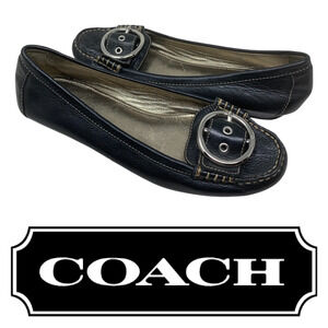 Vintage Y2K Coach Soho Black Leather Karly Loafers Silver Buckle Women's Sz 7